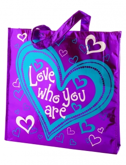 Love who you are metallic tote