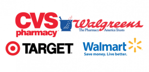 CVS, Walgreens, Target, Walmart, in store photo