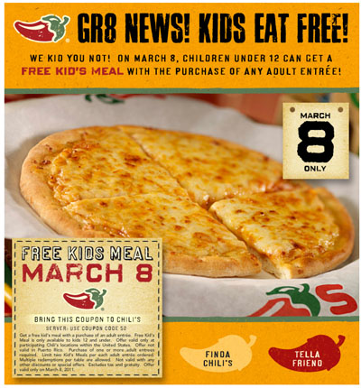 kids eat free at chilis