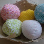 Fabric Easter Eggs in Recycled Birds Nest