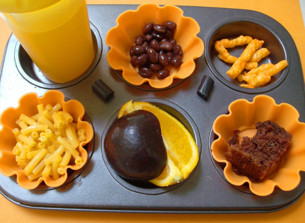 Halloween Muffin Tin Meal: Orange and Black