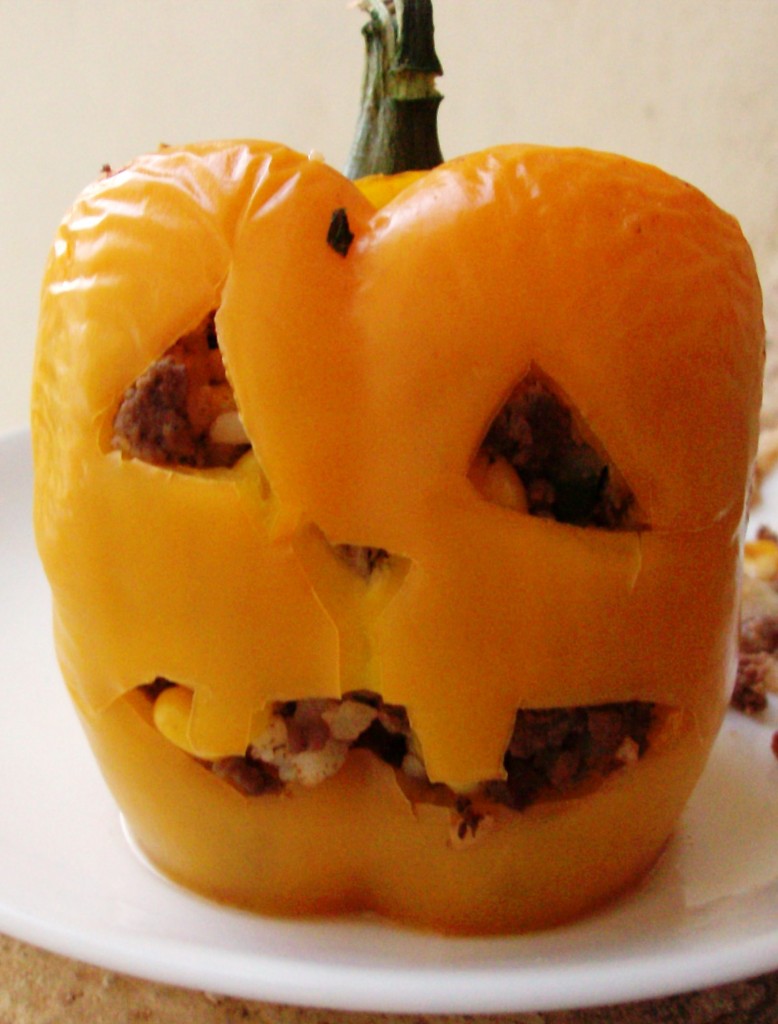 Halloween Food: Stuffed Pepper Jack-O-Lantern
