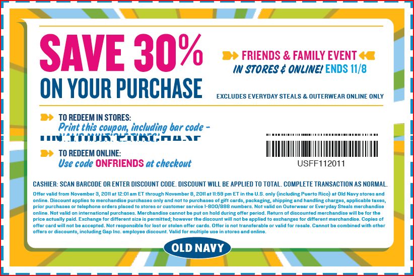 Old Navy Friends and Family Sale: Take an EXTRA 30% off Your Purchase