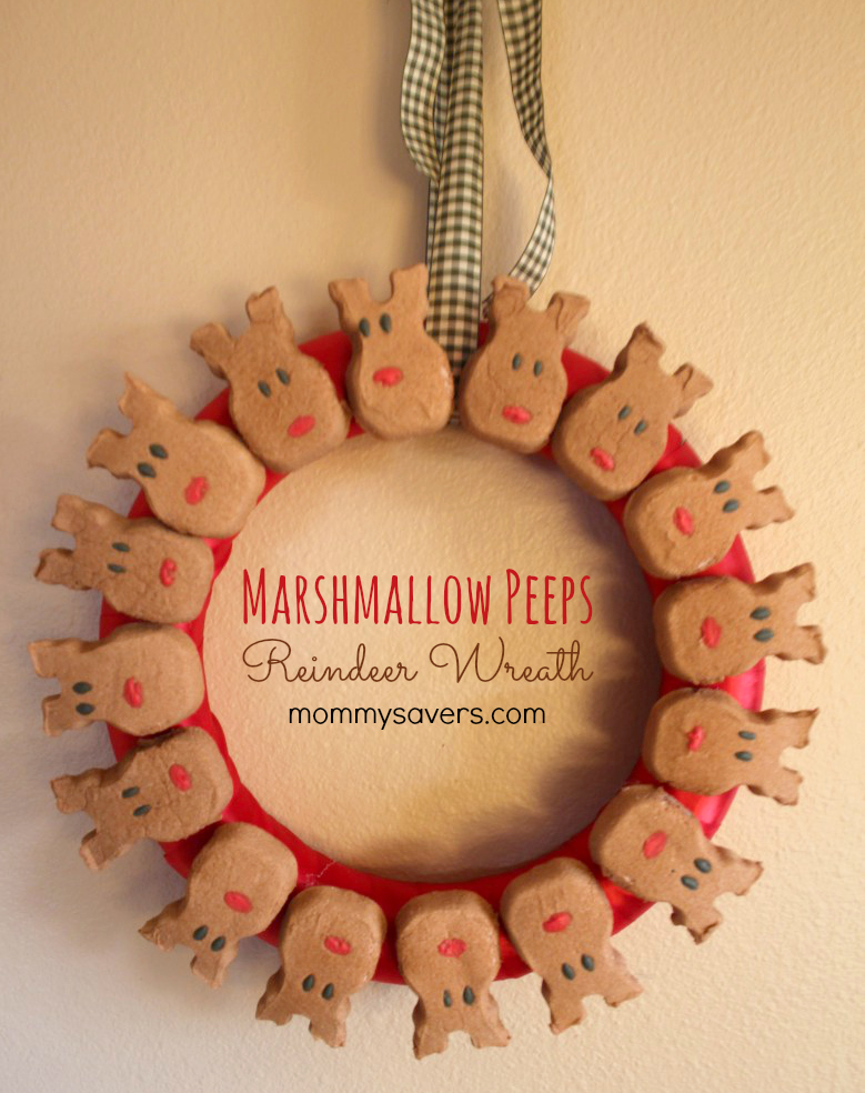 Marshmallow Peeps Reindeer Wreath for Christmas 