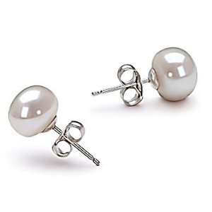 PearlsOnly White 7-8mm AA Freshwater Pearl Earring Set-Sterling-Silver-Posts