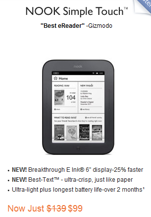 nook simple touch deal