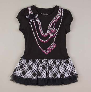 Toddler Ruffled Dress Necklace Screenprint Black - Totsy