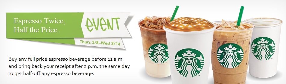 starbucks BOGO 50 expresso starbucks deal