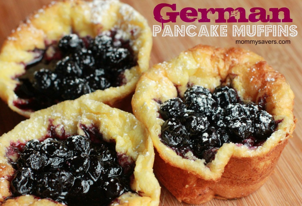 German Pancake Muffins with Blueberry Sauce