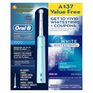 Oral-B Professional Care 1000 Rechargeable Toothbrush with Bonus Crest 3D Whitestrips