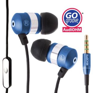 GOgroove audiOHM HF Blue Earbud Headset with Hands-Free Microphone