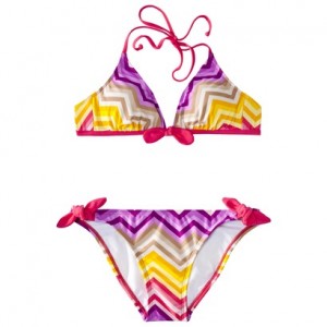 Juniors 2-Piece Multicolored Wave Print Bikini Swimsuit
