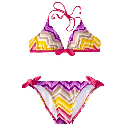 Juniors 2-Piece Multicolored Wave Print Bikini Swimsuit