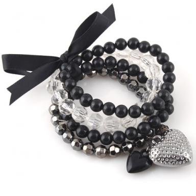Multiple Bead Bangle Charm Bracelet