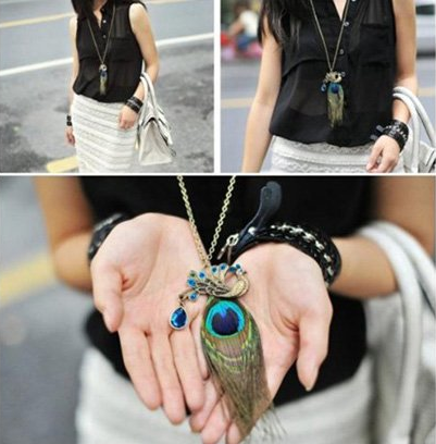 amazon jewelry deals peacock feather necklace