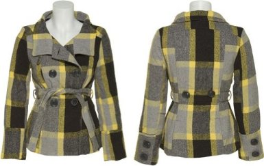 LAST KISS Wool-Blend Canary Plaid Jacket w Belt - Amazon Deals