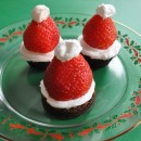 christmas treats - santa hat brownie bites
