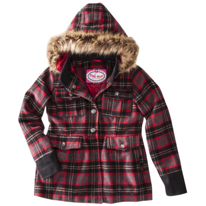 Girls' Wool Hooded Peacoat with Faux Fur - Target Online Clearance