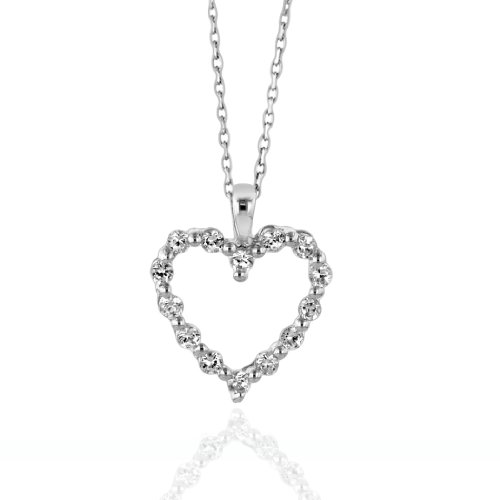 White Sapphire & Sterling Silver Heart Pendant  - Amazon Jewelry Deals