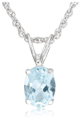 Sterling Silver 8x6mm Oval Blue Topaz Pendant Necklace - Amazon Jewelry Deals