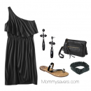 frugal fashionista - black dress and accessories from target.com