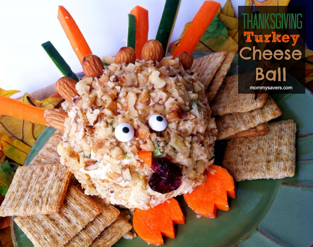 Thanksgiving Turkey Cheese Ball - So Cute!  Thanksgiving Recipes for Kids