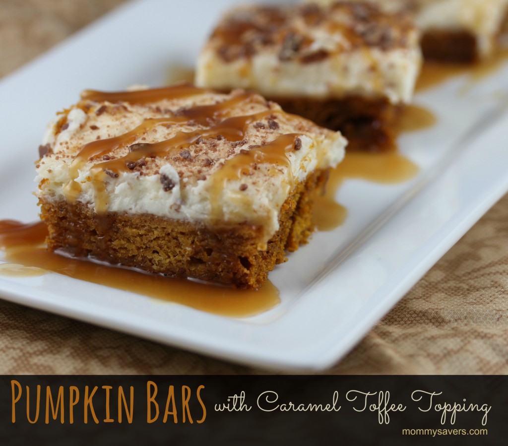 Pumpkin Bars with Caramel Toffee Topping - Yum!