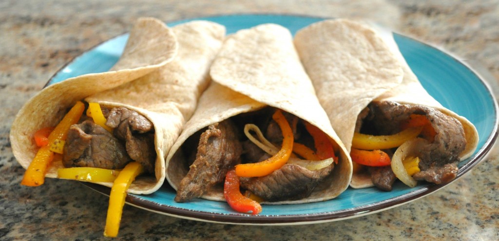 steak and pepper tacos