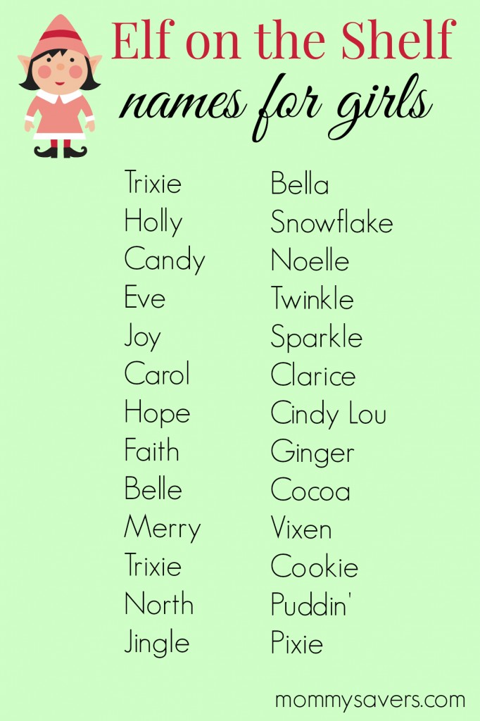 Elf on the Shelf Names for Girls - Mommysavers | Mommysavers