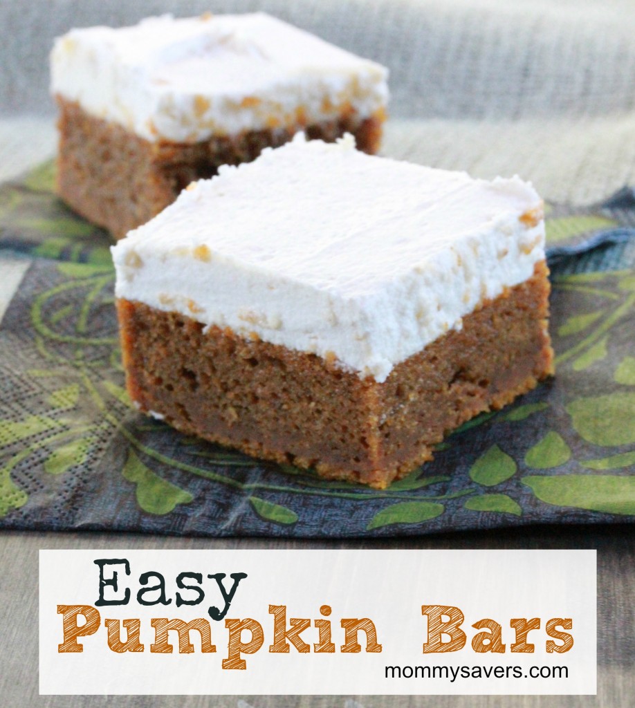 Easy Pumpkin Bars - A Fall Favorite - Mommysavers | Mommysavers